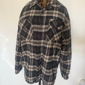 Chelsea & Theodore Black and Cream Plaid Shirt Jacket
